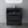 Badezimmermöbel, lackiertes MDF, Komposit-Waschbecken, Schubladentrenner, Soft-Close, 60/90 cm, Mattschwarz, Trieste
