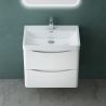 Badezimmermöbel, lackiertes MDF, Komposit-Waschbecken, Schubladentrenner, Soft-Close, 60/90 cm, Weiß Hochglanz, Trieste