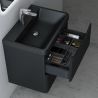 Badezimmermöbel, lackiertes MDF, Komposit-Waschbecken, Schubladentrenner, Soft-Close, 60/90 cm, Mattschwarz, Trieste