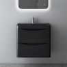 Badezimmermöbel, MDF mit Mineralguss-Waschbecken, Schubladentrennern, Soft-Close-System, 60 oder 90 cm, Mattschwarz, Trieste