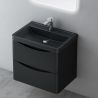 Badezimmermöbel, lackiertes MDF, Komposit-Waschbecken, Schubladentrenner, Soft-Close, 60/90 cm, Mattschwarz, Trieste