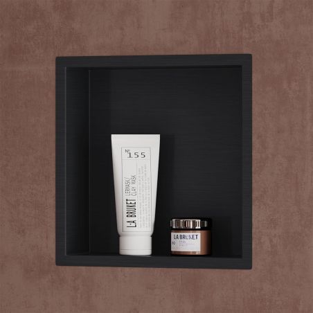 Dusnische, eingebauter Regal im Wand, Stahl, 30x30 oder 60x30, Mattschwarz, Flux