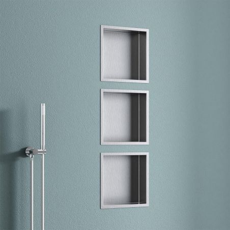 Dusnische, eingebauter Regal im Wand, Stahl, 30x30 oder 60x30, Chrom, Flux