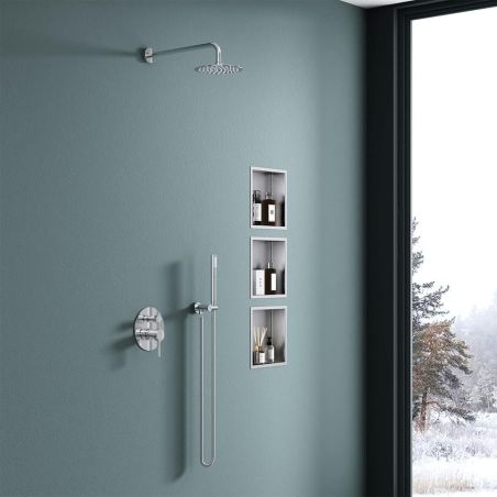 Dusnische, eingebauter Regal im Wand, Stahl, 30x30 oder 60x30, Chrom, Flux