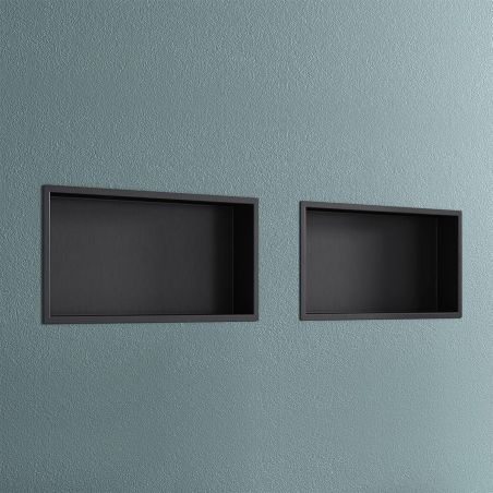 Dusnische, eingebauter Regal im Wand, Stahl, 30x30 oder 60x30, Mattschwarz, Flux
