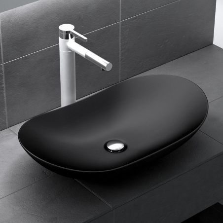 Waschbecken EGO 858, Mattschwarz, 63x36.5 cm, Aufsatzmontage, Sanitärkeramik