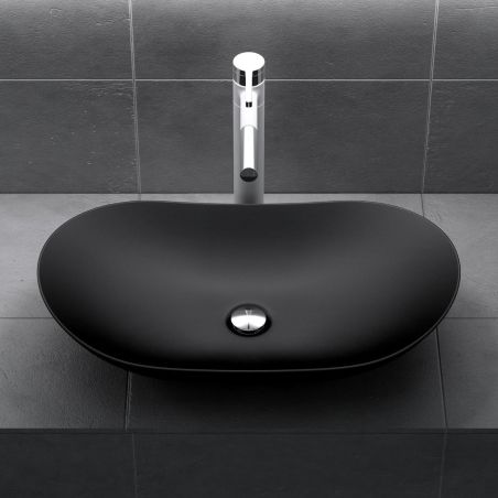 Waschbecken EGO 858, Mattschwarz, 63x36.5 cm, Aufsatzmontage, Sanitärkeramik