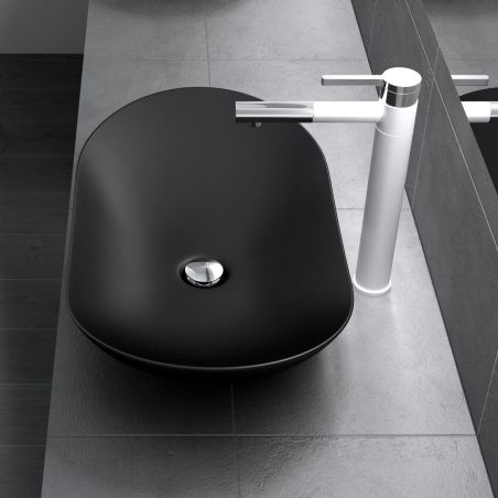 Waschbecken EGO 858, Mattschwarz, 63x36.5 cm, Aufsatzmontage, Sanitärkeramik
