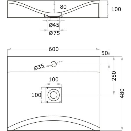 Waschbecken EGO 810, glänzend Weiß, , 60, 80 oder 100 x 48 cm, Aufsatz- oder Wandmontage, Marmorkomposit
