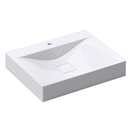 Waschbecken EGO 810, glänzend Weiß, , 60, 80 oder 100 x 48 cm, Aufsatz- oder Wandmontage, Marmorkomposit