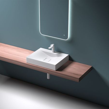 Waschbecken EGO 810, glänzend Weiß, , 60, 80 oder 100 x 48 cm, Aufsatz- oder Wandmontage, Marmorkomposit