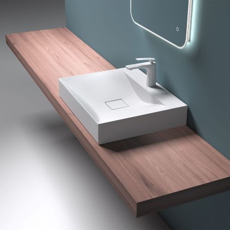 Waschbecken EGO 810, glänzend Weiß, , 60, 80 oder 100 x 48 cm, Aufsatz- oder Wandmontage, Marmorkomposit