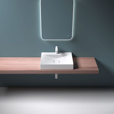 Waschbecken EGO 810, glänzend Weiß, , 60, 80 oder 100 x 48 cm, Aufsatz- oder Wandmontage, Marmorkomposit