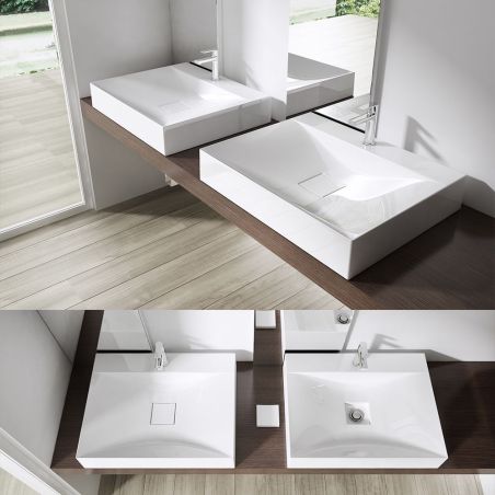 Waschbecken EGO 810, glänzend Weiß, , 60, 80 oder 100 x 48 cm, Aufsatz- oder Wandmontage, Marmorkomposit