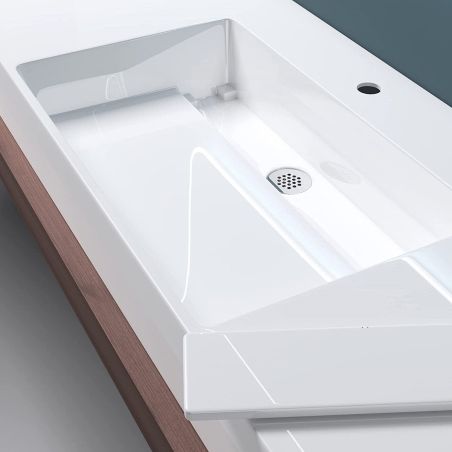 Waschbecken EGO 12, Weiß, 120x48 cm, Marmorkomposit, Aufsatz- oder Wandmontage, verdeckter Ablauf