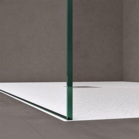 Walk-In Duschwand, Sicherheitsglas, teilweise satiniert 10 mm, 100, 120, 140 cm, Lotus-Effekt, Sicilia