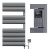 Handtuchheizkörper, 500 W, 230 V, Anthrazit, 3 Stufen, Digitalthermostat, 6 Programme, 8 Elemente, 105x55 cm, Reina