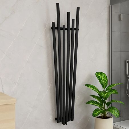 Heizkörper, Mattschwarz, 180x42 cm, 687 W, 6 Elemente, Stahl, Modernes Design, Enes