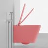 Toilettenschüssel, Rimless, Lachsrosa Matt, Power Colour, Wandmontage, inkl. Slim-Duroplast-Sitz mit Soft-Close, Alfonso