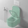 Toilettenschüssel, Rimless, Mintgrün Matt, Power Colour, Wandmontage, inkl. Slim-Duroplast-Sitz mit Soft-Close, Alfonso