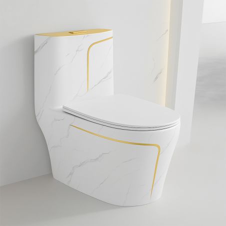 WC Lazio Marble, Rimless, 70x37 cm, integrierter Spülkasten, Weiß, Bodenmontage, Soft-Close Deckel, Royalty Line von Ego