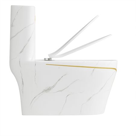 WC Lazio Marble, Rimless, 70x37 cm, integrierter Spülkasten, Weiß, Bodenmontage, Soft-Close Deckel, Royalty Line von Ego