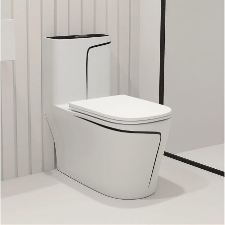 WC Lazio Weiß, Rimless, 69x39 cm, integrierter Spülkasten , Bodenmontage, inklusive Soft-Close Deckel, Royalty Line von Ego