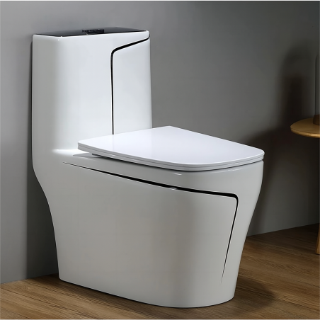 WC Lazio Weiß, Rimless, 69x39 cm, integrierter Spülkasten , Bodenmontage, inklusive Soft-Close Deckel, Royalty Line von Ego