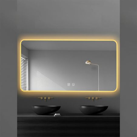 LED-Spiegel, goldener Rahmen, Anti-Beschlag, Touch-Taste, 3 Lichtfarben, Einstellbare Helligkeit, 60-70x80-150 cm, Feliz