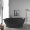 Badewanne, freistehend, Mineralverbund, Ablauf in Schwarz inklusive, Mattschwarz, 160x83 cm, Edena