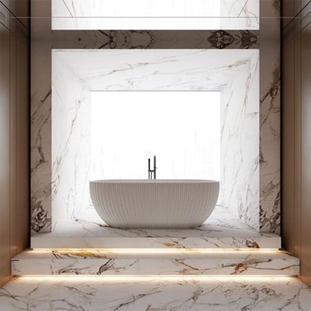 Badewanne, freistehend, Mineralverbund, Ablauf in Weiß inklusive, glänzend Weiß, 170x80 cm, Bali