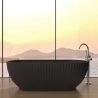 Badewanne, freistehend, Mineralverbund, Ablauf in Schwarz inklusive, Mattschwarz, 170x80 cm, Bali
