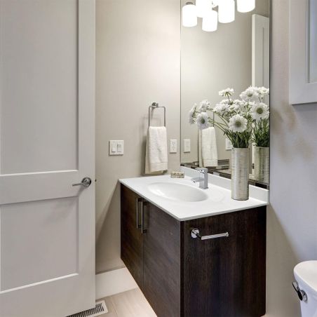 Waschbecken, Mineralverbund, Halb-Einbaumontage, mit Hahnloch, weißes Ablauf inklusive, 78x56-63x48 cm, Nobile