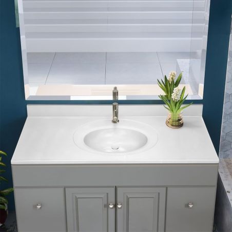 Waschbecken, Mineralverbund, Halb-Einbaumontage, mit Hahnloch, weißes Ablauf inklusive, 78x56-63x48 cm, Nobile