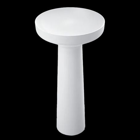 Standwaschbecken, freistehend, Mineralverbund, glänzend Weiß, Ablauf weiß inklusive, 45x45x88 cm, Geneva