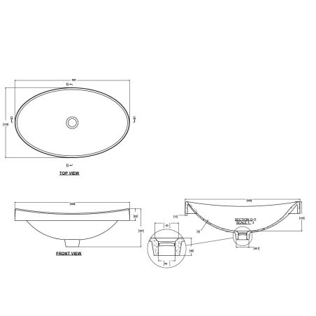 Waschbecken, Mineralverbund, Halb-Einbaumontage, Ablauf weiß inklusive, 60x37 cm, glänzend Weiß, Sola