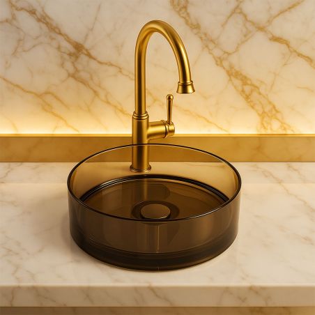 Waschbecken, CristalMood, Ablauf inklusive, Transparent Schwarz, 40x40x13 cm, Canto