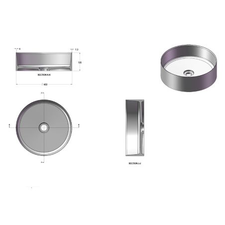 Waschbecken, CristalMood, Ablauf inklusive, Transparent Schwarz, 40x40x13 cm, Canto