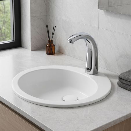 Waschbeckenarmatur, Sensor, Strom- oder Batteriebetrieb, Messing, Perlator, Waschbeckenmontage, Chrom, Alvo