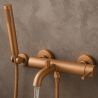 Badewannenarmatur, Wandmontage, Stahl, Handbrause, Rose Gold Matt, Fino