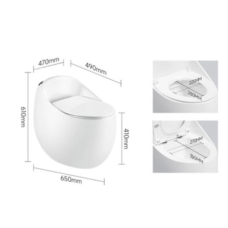 New Santa Rimless WC, 65x47 cm, Einbautank, Weiß, Bodenmontage, Abdeckung mit Soft-Close im Lieferumfang enthalten