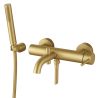 Badewannenarmatur, Wandmontage, Stahl, Handbrause, Mattgold, Fino