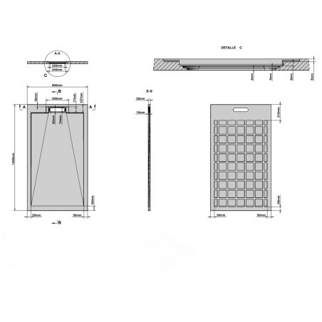 Duschwanne, Weiß, Carrara Arabescato Finish, Mineralkomposit, Höhe 2,5 cm, Maße 100-160x80-90 cm, zuschneidbar, Antonio