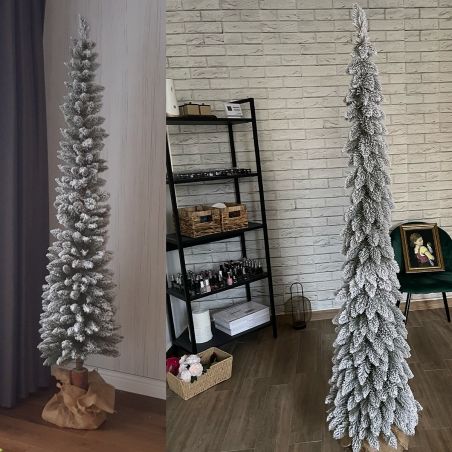 Künstlicher Weihnachtsbaum Slim, Schnee, auf echtem Stamm, 180 cm, inklusive Ständer, Ego Interiors