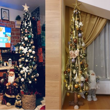 Künstlicher Weihnachtsbaum Slim, 180 cm, auf echtem Stamm, inklusive Ständer, Ego Interiors