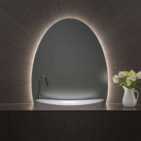 Waschbecken, Mineralverbund, Halb-Einbaumontage, Ablauf weiß inklusive, 60x37 cm, glänzend Weiß, Sola