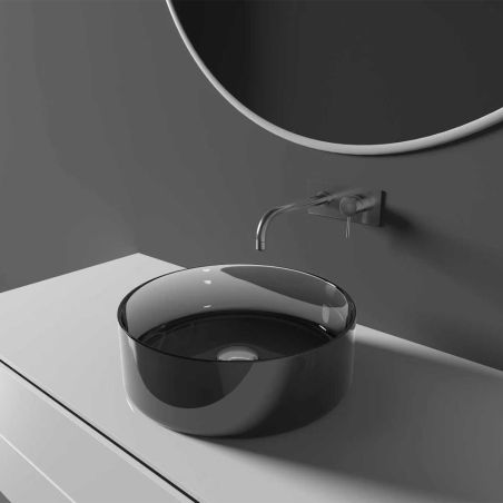 Waschbecken, CristalMood, Ablauf inklusive, Transparent Schwarz, 40x40x13 cm, Canto