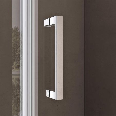 Duschkabine mit Festwand und Pendeltür, 8 mm Sicherheitsglas, Profil und Griff in Chrom, Maße: 90–100 x 90–100 cm, Ego-36