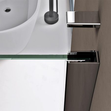 Duschkabine mit Festwand und Pendeltür, 8 mm Sicherheitsglas, Profil und Griff in Chrom, Maße: 90–100 x 90–100 cm, Ego-36