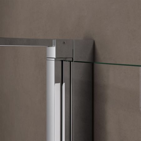 Duschkabine mit Festwand und Pendeltür, 8 mm Sicherheitsglas, Profil und Griff in Chrom, Maße: 90–100 x 90–100 cm, Ego-36